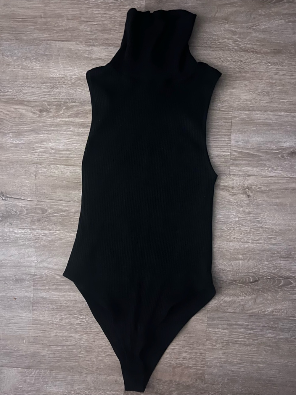 Zara Black Ribbed Sleeveless Turtleneck Bodysuit